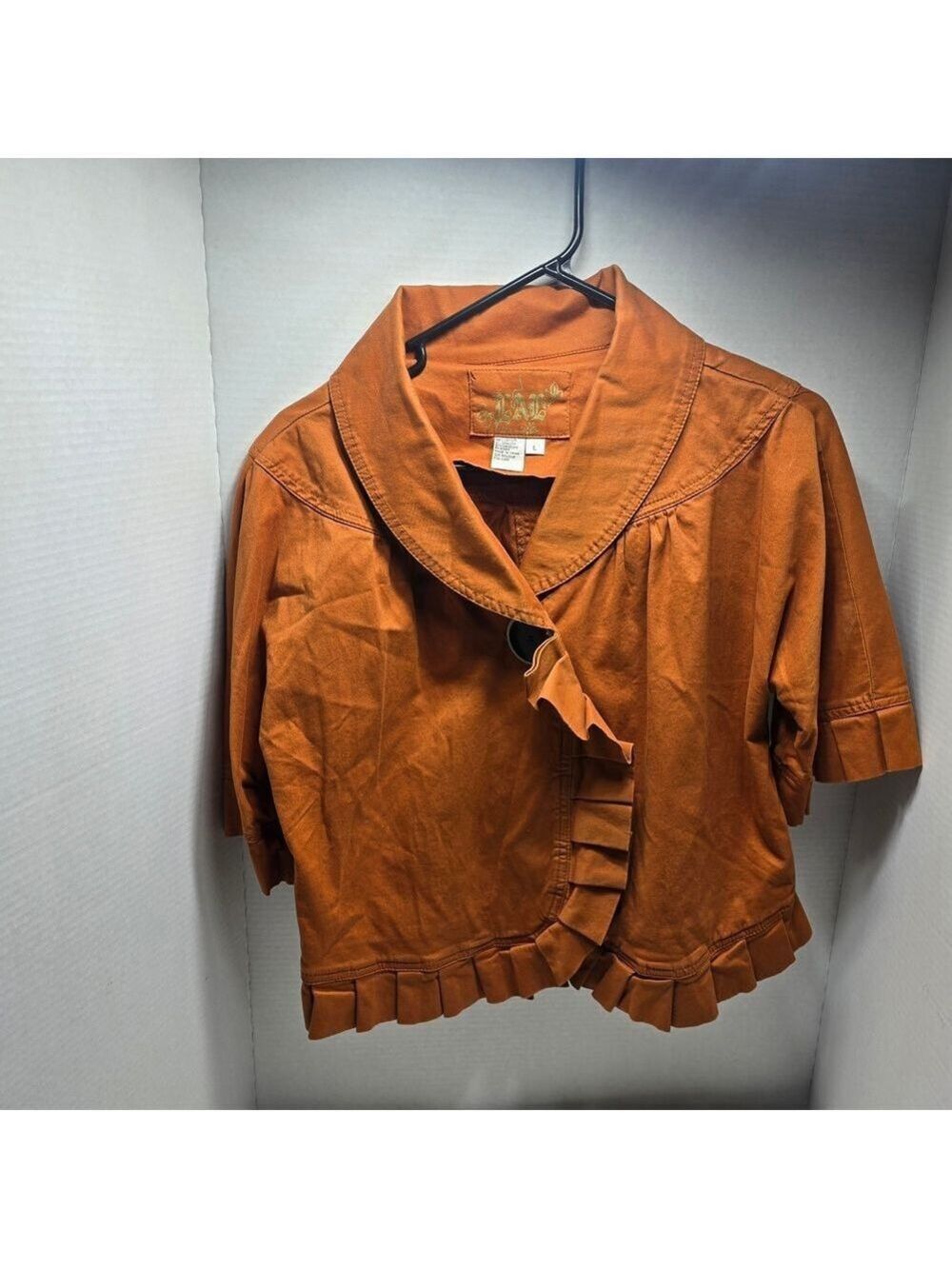 Elegant Women's Rust Ruffle Blazer
